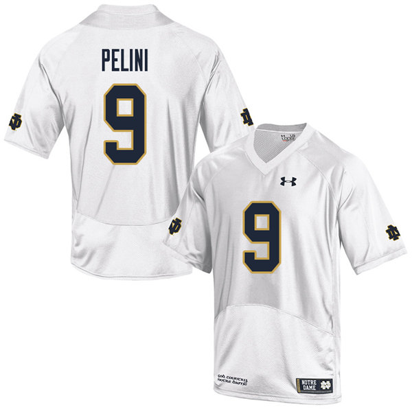 Men's NCAA Notre Dame Fighting Irish #9 Patrick Pelini Stitched College Under Armour Authentic White Big & Tall Football Jersey ZB10F63BX